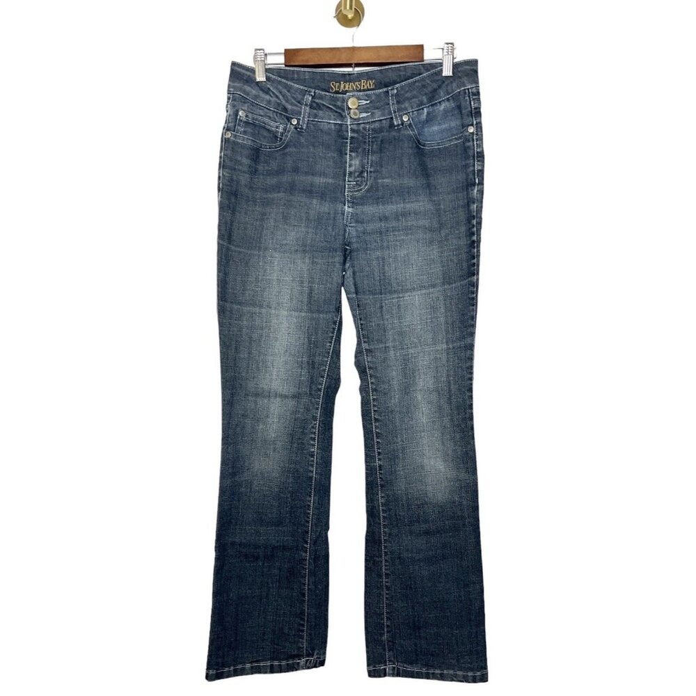 St. John's Bay Womens Size 10 Average, Blue Distressed Bootcut Jeans ($49)